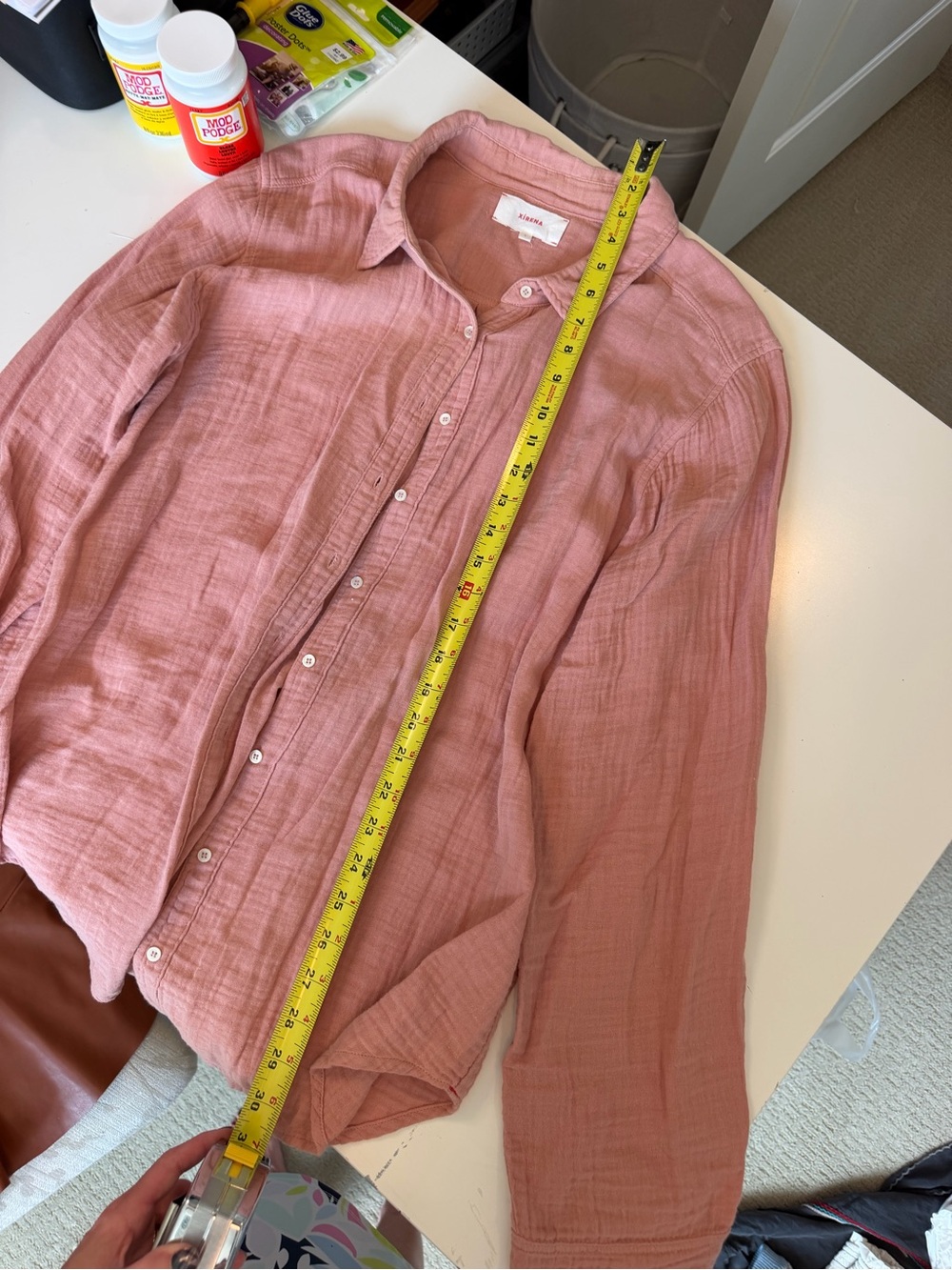 XIRENA COTTON GAUZE BUTTON-DOWN — SIZE L